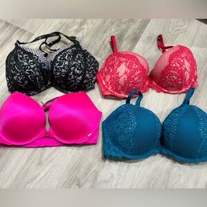 Victoria’s Secret Bra Bundle | Size 34D | 2 NWT + 2 NWOT | Push-Up & Lace